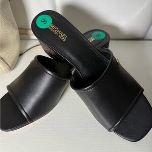 Michael Kors Black Leather Mules NEW